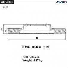 Диск тормозной пер. ADVICS A6F426B