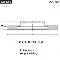 Диск тормозной пер. ADVICS A6F428B