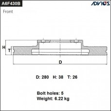 Диск тормозной пер. ADVICS A6F430B