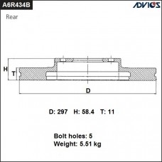 Диск тормозной зад. ADVICS A6R434B