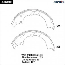 Колодки тормозные барабанные ADVICS A8N010