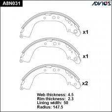 Колодки тормозные барабанные ADVICS A8N031