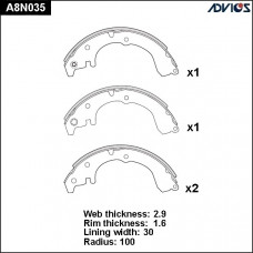 Колодки тормозные барабанные ADVICS A8N035
