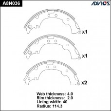 Колодки тормозные барабанные ADVICS A8N036