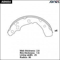 Колодки тормозные барабанные ADVICS A8N054