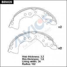 Колодки тормозные барабанные ADVICS B8N020