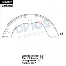 Колодки тормозные барабанные ADVICS B8N032