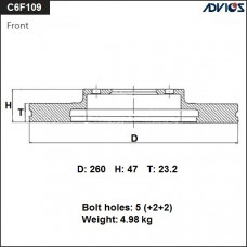 Диск тормозной пер. ADVICS C6F109B