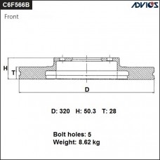 Диск тормозной пер. ADVICS C6F566B