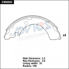 Колодки тормозные барабанные ADVICS C8N003