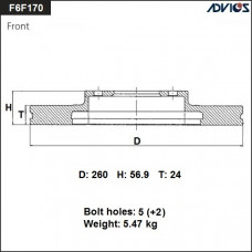Диск тормозной пер. ADVICS F6F170B