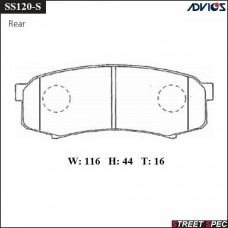 Спортивные тормозные колодки ADVICS/SEI SS120-S