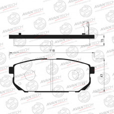 Колодки тормозные дисковые Avantech задние  (противоскрипная пластина в компл.) AV032