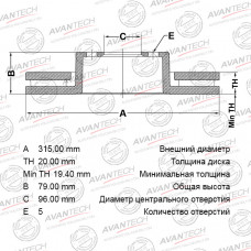 Диск тормозной задний AVANTECH BR1110S