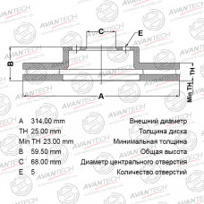 Диск тормозной передний AVANTECH BR2403S