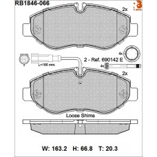 Дисковые тормозные колодки R BRAKE RB1846066