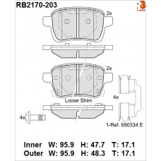 Дисковые тормозные колодки R BRAKE RB2170203