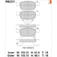 Дисковые тормозные колодки R BRAKE RB2221
